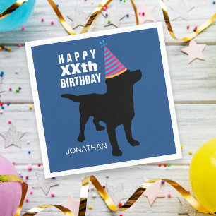 Funny Black Lab Dog Birthday Hat Your Age Name Napkin