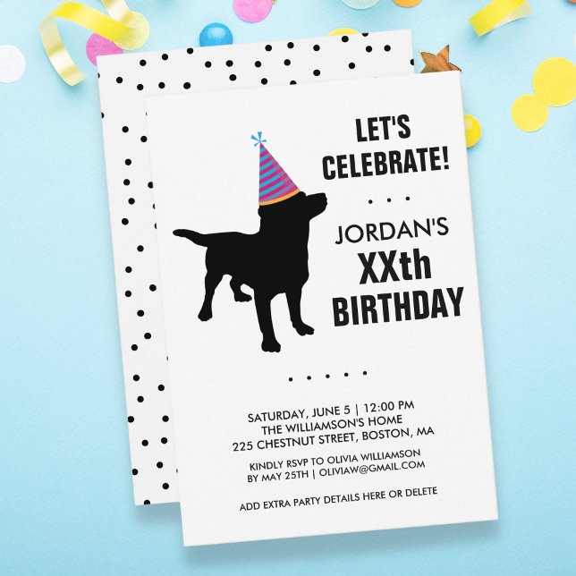 Funny Black Lab Dog Birthday Party Invitation (Creator Uploaded)
