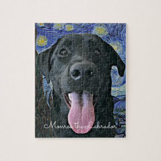 Funny Black Lab Dog Photo and Name Personalised Jigsaw Puzzle