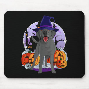 Funny Black Lab Labrador Dog Halloween Witch Mouse Mat