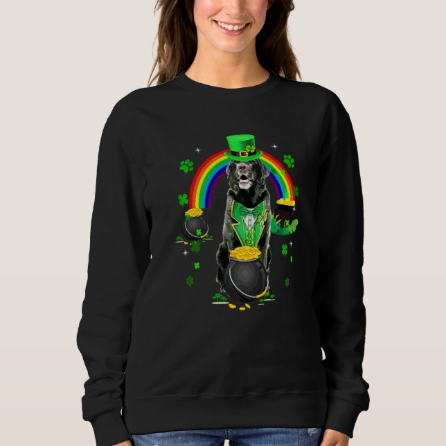 Funny Black Lab Leprechaun Shamrock St Patrick's D Sweatshirt (Front)