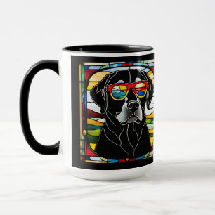 Funny Black Lab Stained Glass Coffee Mug