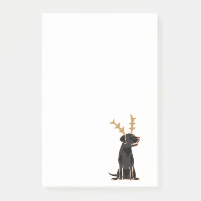 Funny Black Lab with Reindeer Antlers Christmas Post-it Notes (Front)