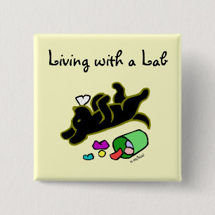 Funny Black Labrador Cartoon Illustration 15 Cm Square Badge
