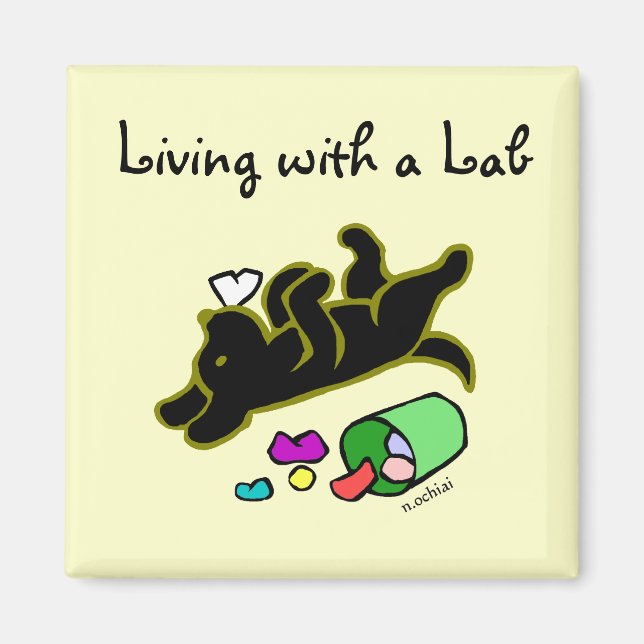 Funny Black Labrador Cartoon Illustration Magnet (Front)