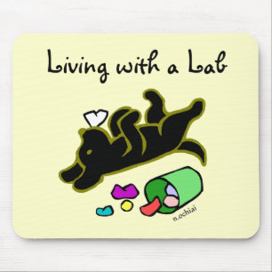 Funny Black Labrador Cartoon Illustration Mouse Mat