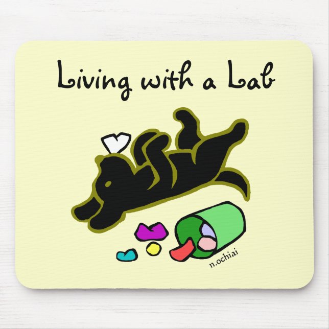 Funny Black Labrador Cartoon Illustration Mouse Mat (Front)