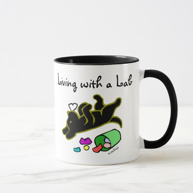 Funny Black Labrador Cartoon Illustration Mug (Right)