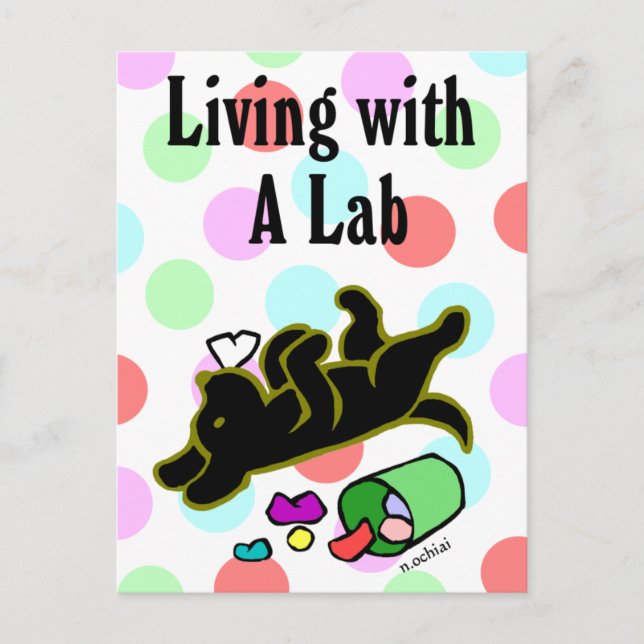 Funny Black Labrador Cartoon Illustration Postcard (Front)