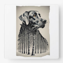 Funny black labrador charcoal drawing