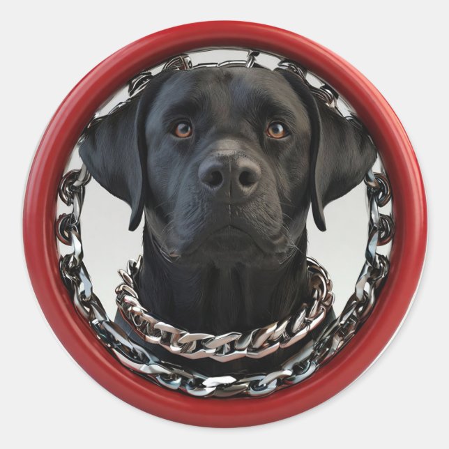 Funny black labrador classic round sticker (Front)