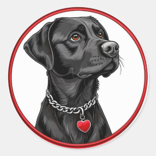 Funny black labrador classic round sticker