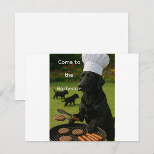 Funny black Labrador grill chef Invitation