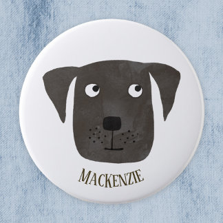 Funny Black Labrador Retriever Dog Custom Name 3 Cm Round Badge