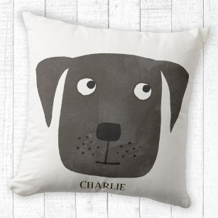 Funny Black Labrador Retriever Dog Custom Name Cushion