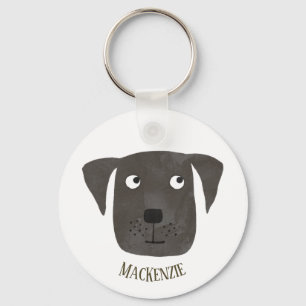 Funny Black Labrador Retriever Dog Custom Name Key Ring