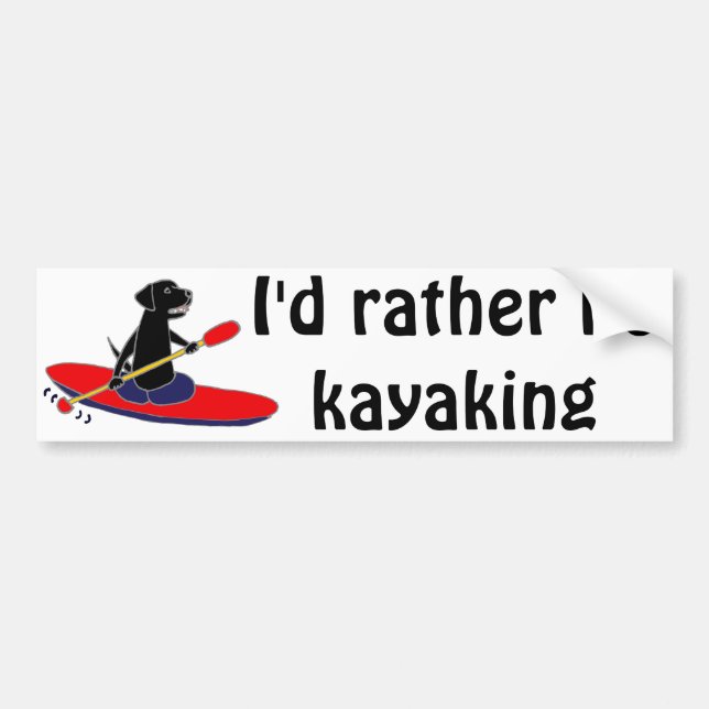 Funny Black Labrador Retriever Dog Kayaking Bumper Sticker (Front)