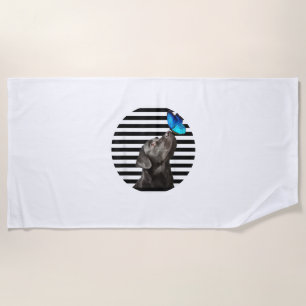 Funny Black Labrador Retriever Lab Dog Owner Pet A Beach Towel
