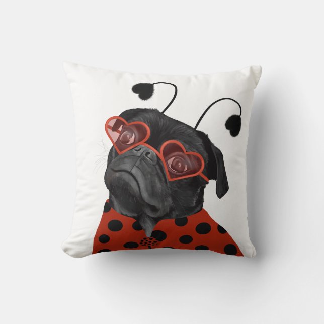 Funny Black Love Pug Cushion (Front)