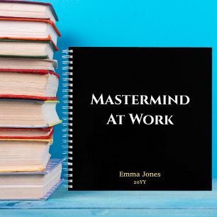Funny Black Mastermind At Work Minimalist Custom Notebook