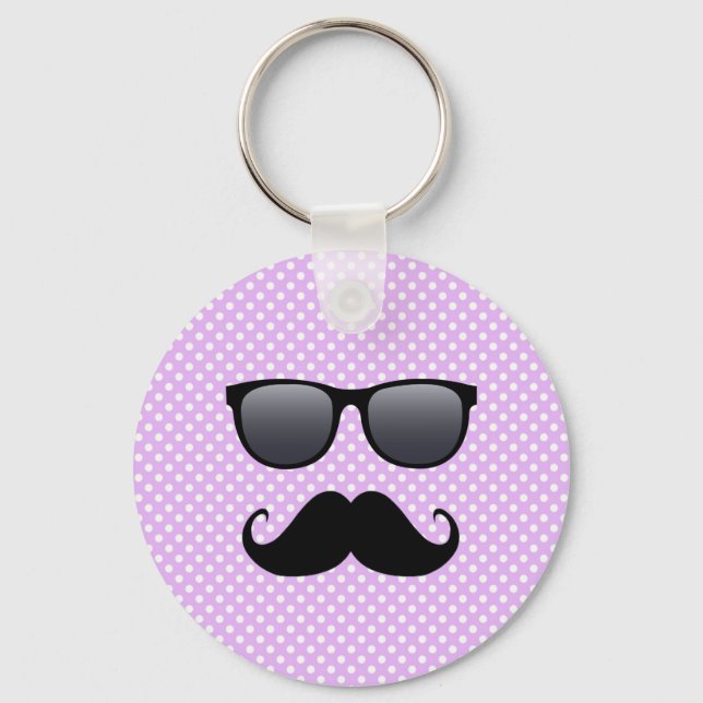 Funny Black Moustache And Glasses Key Ring (Front)