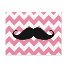 Funny Black Moustache And Pink Chevron Pattern