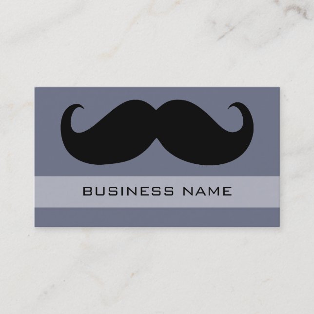 Funny Black Moustache and Plain Grey Business Card (Front)