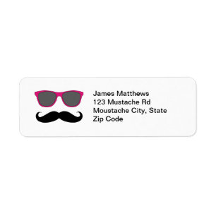 Funny Black Moustache and Sunglasses Return Addres