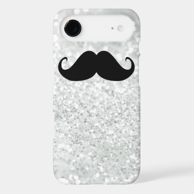 Funny Black Moustache And White Sparkle Bling Case-Mate iPhone Case (Back)