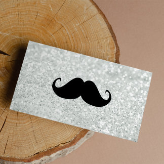 Funny Black Moustache and white sparkle silver