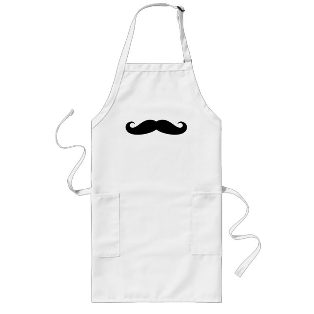 Funny black moustache apron for men women and kids (Front)