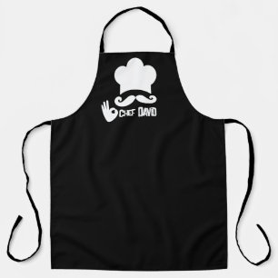 Funny Black Moustache Chef Name Apron