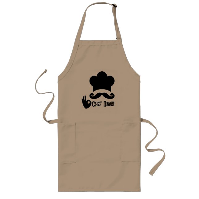 Funny Black Moustache Custom Long Apron (Front)