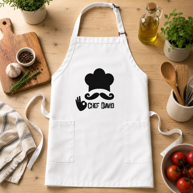 Funny Black Moustache Custom Long Apron (Creator Uploaded)