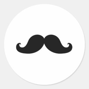 Funny Black Moustache Humour Classic Round Sticker