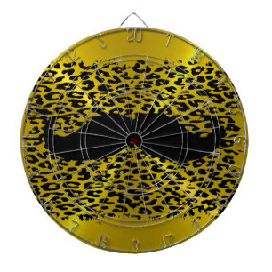 Funny Black Moustache on Metal Gold Background Dartboard