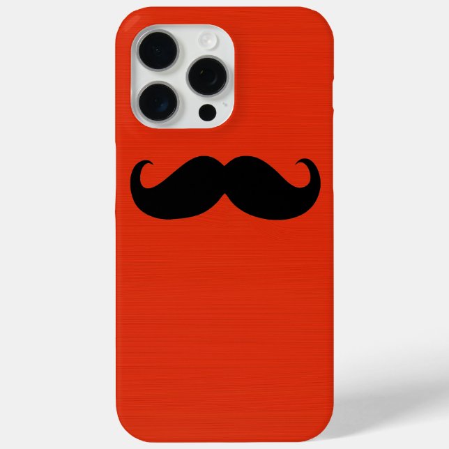 Funny Black Moustache on Orange Red Background Case-Mate iPhone Case (Back)