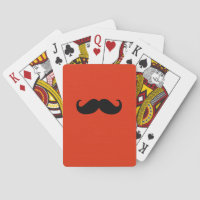 Funny Black Moustache on Orange Red Background