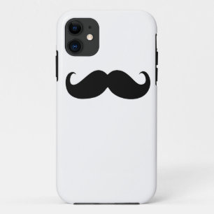 Funny Black Moustache on White Background iPhone 11 Case