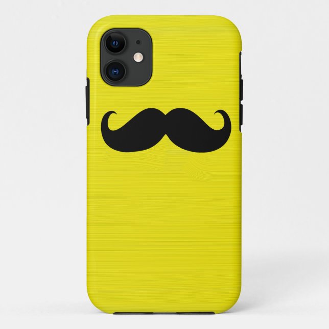 Funny Black Moustache on Yellow Background Case-Mate iPhone Case (Back)