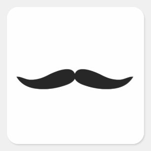 Funny Black Moustache or Moustache Square Sticker