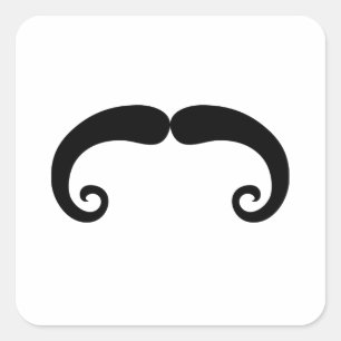 Funny Black Moustache or Moustache Style Square Sticker