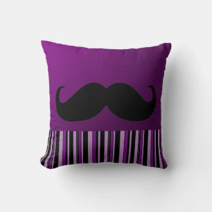 Funny Black Moustache Retro Stripes Cushion