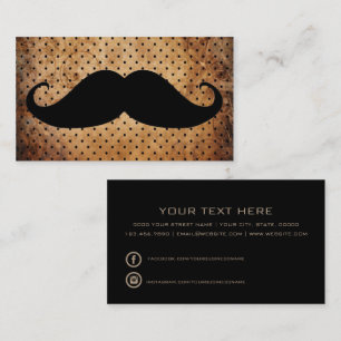 Funny black moustache vintage polka dots business card