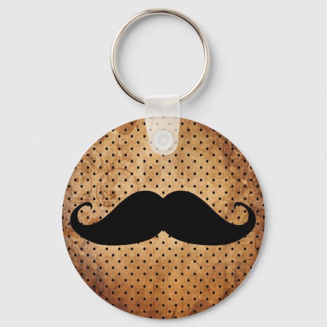 Funny Black Mustache Key Ring (Front)