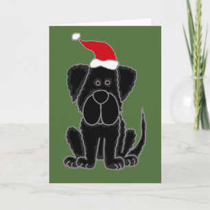 Funny Black Newfoundland Dog Christmas Holiday Card