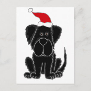 Funny Black Newfoundland Dog Christmas Holiday Postcard