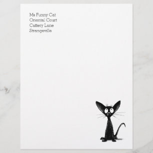 Funny Black Oriental Shorthair Cat Letterhead
