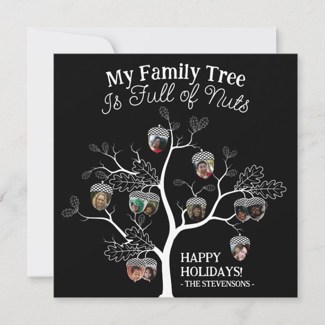 Funny Black Picture Family Tree is Full of Nuts   Holiday Card (Front)