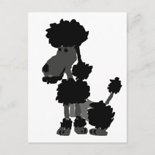 Funny Black Poodle Art Original Postcard